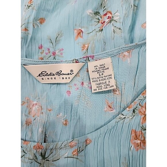 Eddie Bauer ladies green floral Tank pullover sleeveless Mini dress Womens Small - Picture 6 of 6